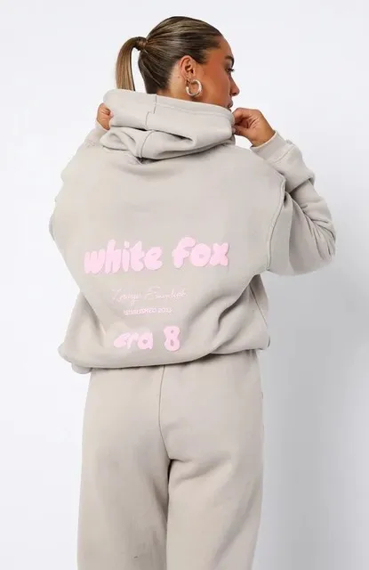 White Fox Boutique Hoodie Pink Logo Print