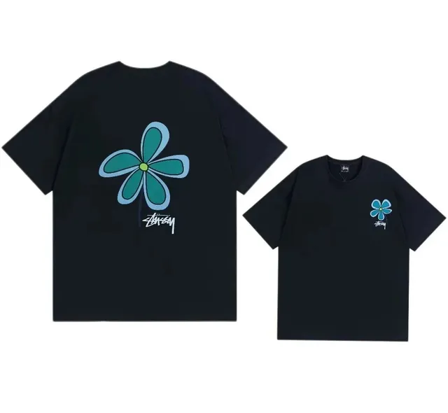 Stüssy Flower Tee Teal Flower Print