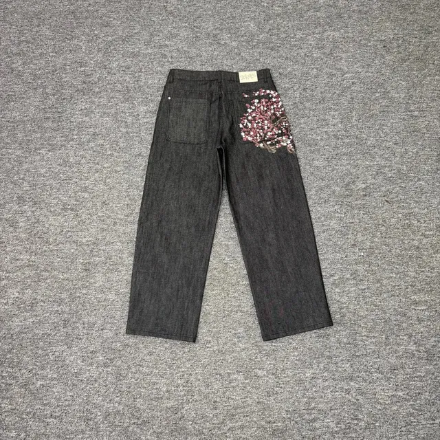 010刺绣樱花牛仔裤(黑)
