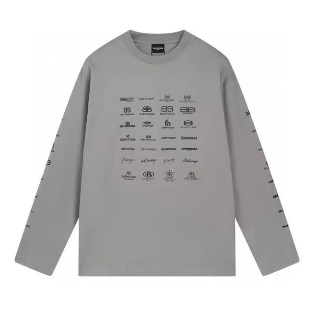 Balenciaga Logo Print Long-Sleeve Tee Multi-Logo