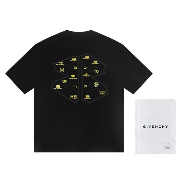 Balenciaga × Givenchy Logo Patch T-Shirt Multi-Logo Embroidery