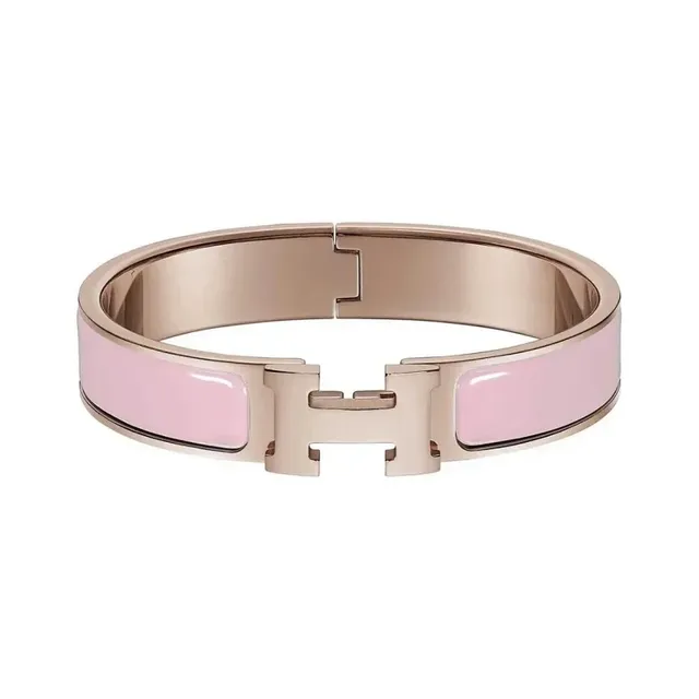 Hermès Clic H Bracelet Rose Quartz Enamel