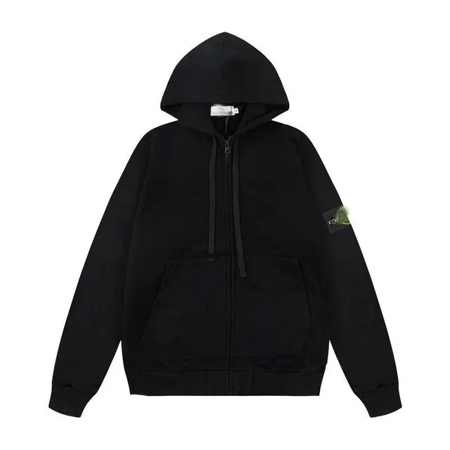 Stone Island Zip-Up Hoodie Black with Badge