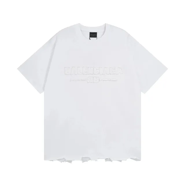 Balenciaga Logo T-Shirt Distressed Hem