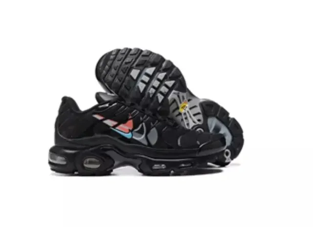 Nike Air Max Plus Triple Black with Volt and Blue Swoosh