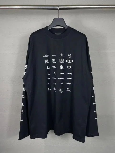 Balenciaga Logo Print Long-Sleeve Tee Multi-Logo