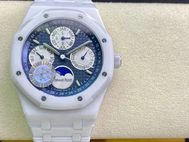 Audemars Piguet Royal Oak Perpetual Calendar White Ceramic with Blue Dial