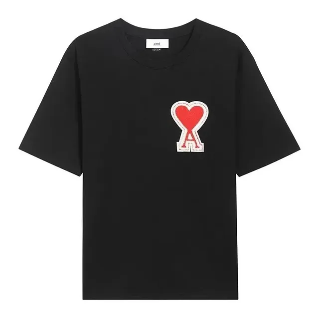 AMI Paris Heart Logo T-Shirt Red Heart Patch