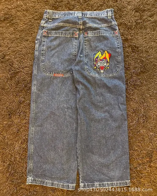 JNCO Joker Patch Jeans Washed Denim with Embroidered Patch