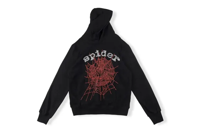 Sp5der Hoodie Spider Web Rhinestone