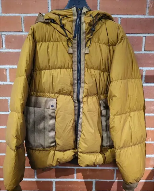 针织拼接羽绒服(90%白鸭绒)(预售)-黄色
