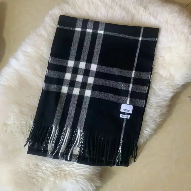 Burberry Classic Check Scarf Black White Grey