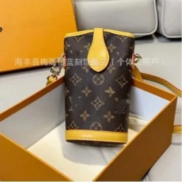 Louis Vuitton Monogram Canvas Bottle Holder Classic Monogram with Yellow Trim