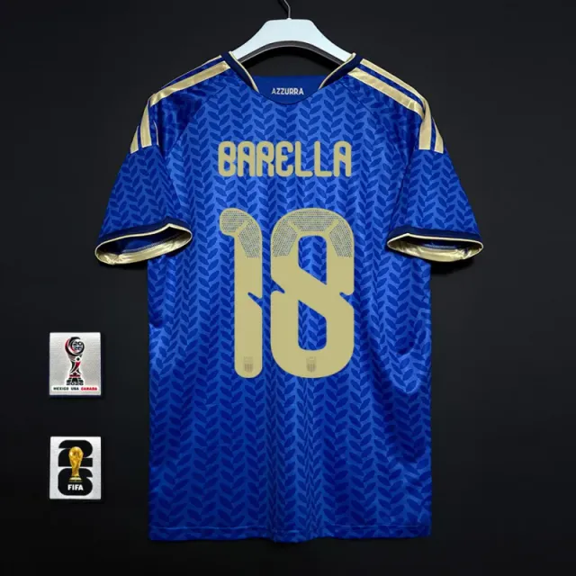Italy home jersey, number 18 with captain's armband