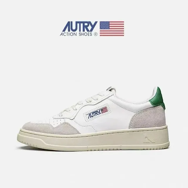Autry Medalist Low White Green Suede