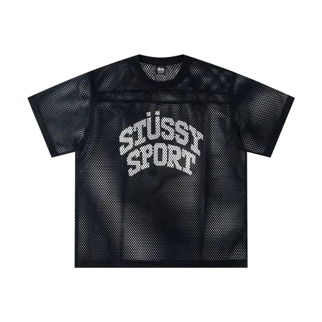 Stüssy Mesh Sport Tee Black with White Logo