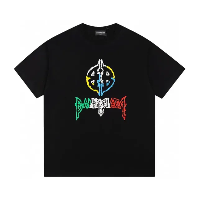 Balenciaga Logo T-Shirt Multicolor Embroidered
