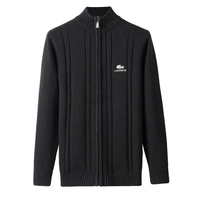Lacoste Zip-Up Knit Sweater Ribbed Full-Zip