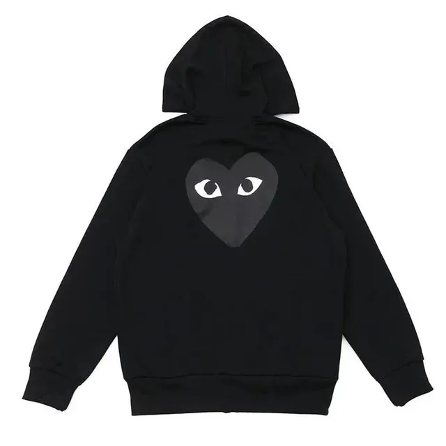 Comme des Garçons Heart Hoodie Black with Grey Heart