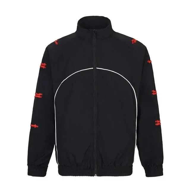 Balenciaga City Jacket Black with Red Embroidery
