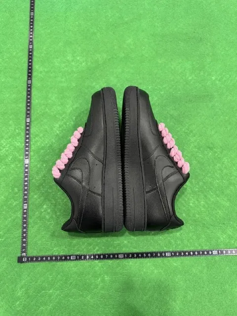 Nike Air Force 1 Low Black with Pink Braided Lace Detail