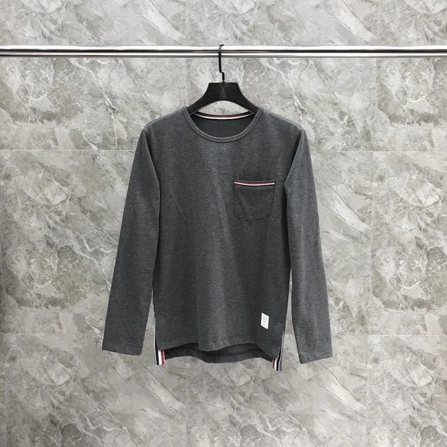 Thom Browne Long-Sleeve Tee Tri-Stripe Pocket