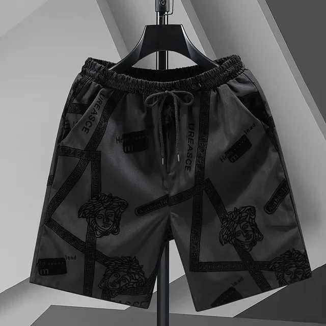 Versace Printed Shorts Medusa Greek Key Print