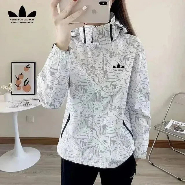 Adidas Windbreaker Jacket Leaf Print