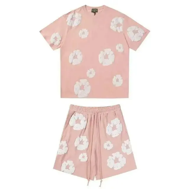Balenciaga Flower-Print Set Pink with White Floral Appliqué