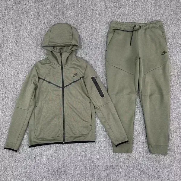 Nike Tech Fleece Hoodie and Joggers Olive Green