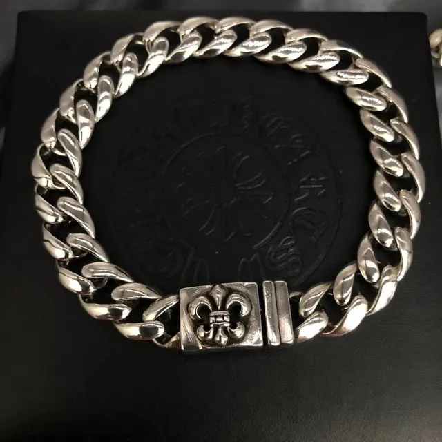 Chrome Hearts Curb Chain Bracelet Fleur-de-Lis Clasp