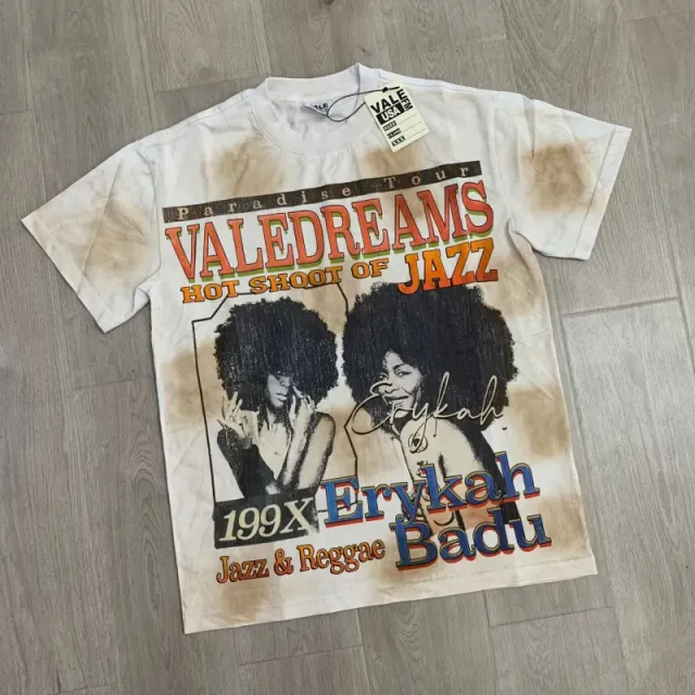 Vale Forever t-shirt distressed print with 'VALEDREAMS' and Erykah Badu imagery