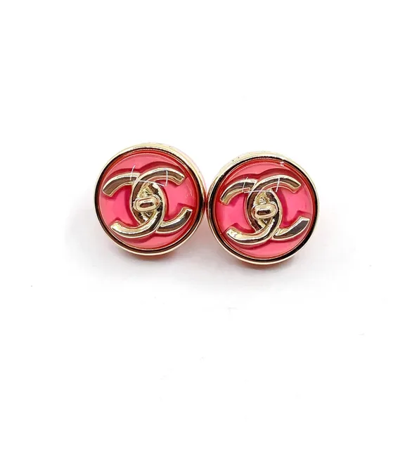 Chanel CC Button Earrings