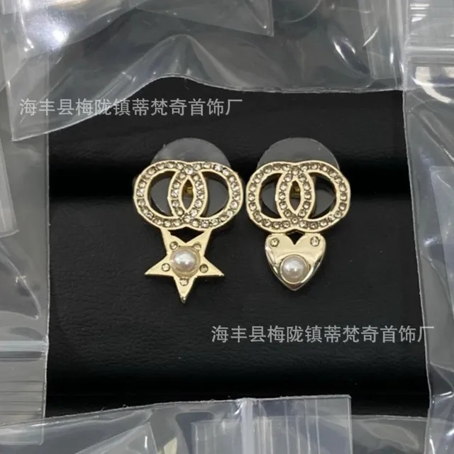 Chanel Double C Earrings Crystal and Pearl