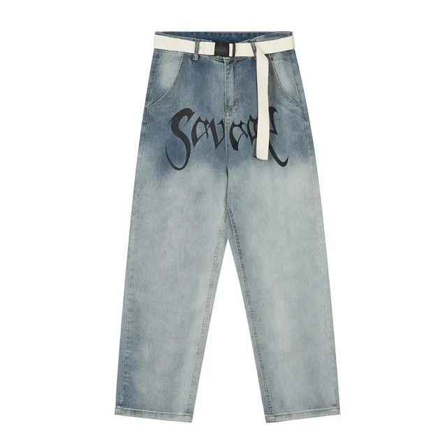 Straight-leg Jeans Gothic Script Print