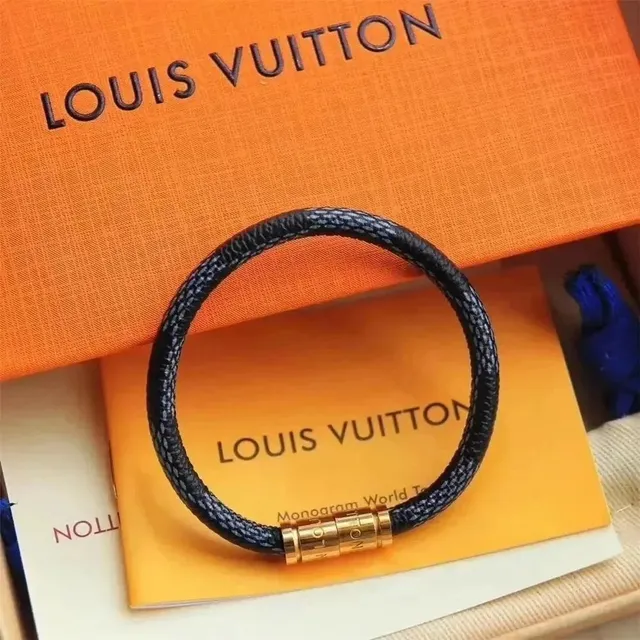 Louis Vuitton Monogram World Tour Bracelet Leather with Gold-Tone Hardware