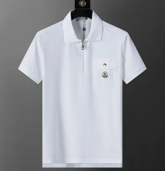 Moncler Polo Shirt Zip-Neck with Logo Patch