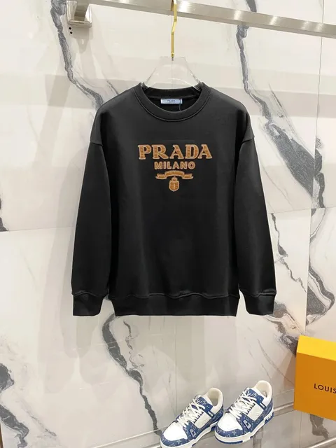 Prada Crewneck Sweatshirt Milano Logo Embroidered