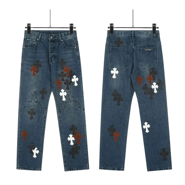 Chrome Hearts Cross Patch Jeans Multi-Cross Embroidered