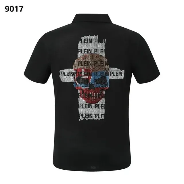 Philipp Plein Polo Shirt Crystal Skull Cross Print