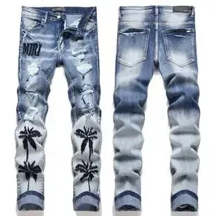 Maison Mihara Yasuhiro Distressed Jeans Palm Tree Print