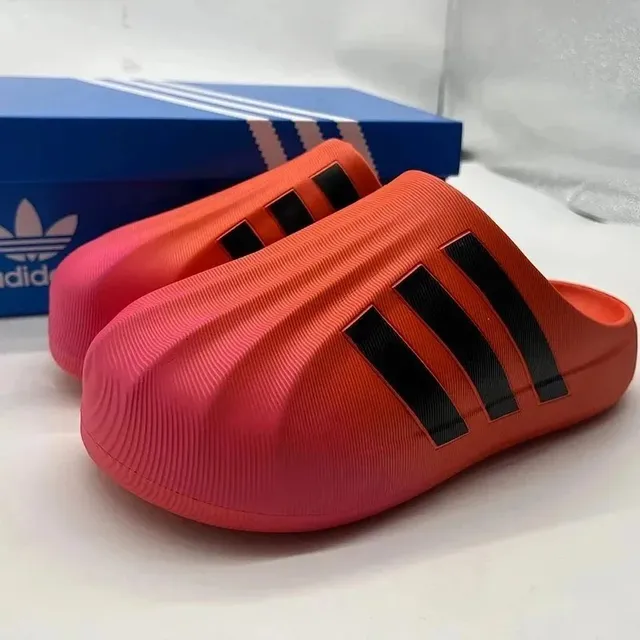 Adidas Slides Bold Red with Black Stripes