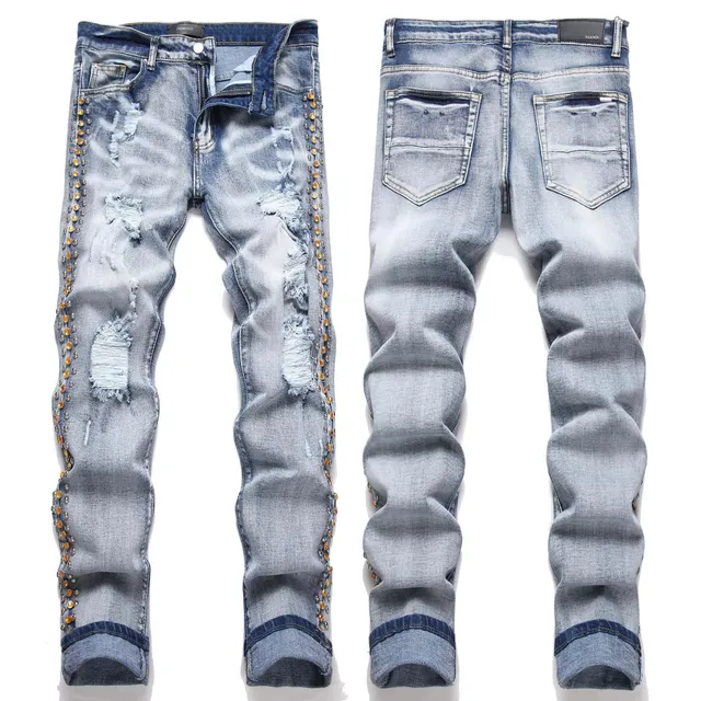 Amiri Distressed Jeans Studded Side Seam