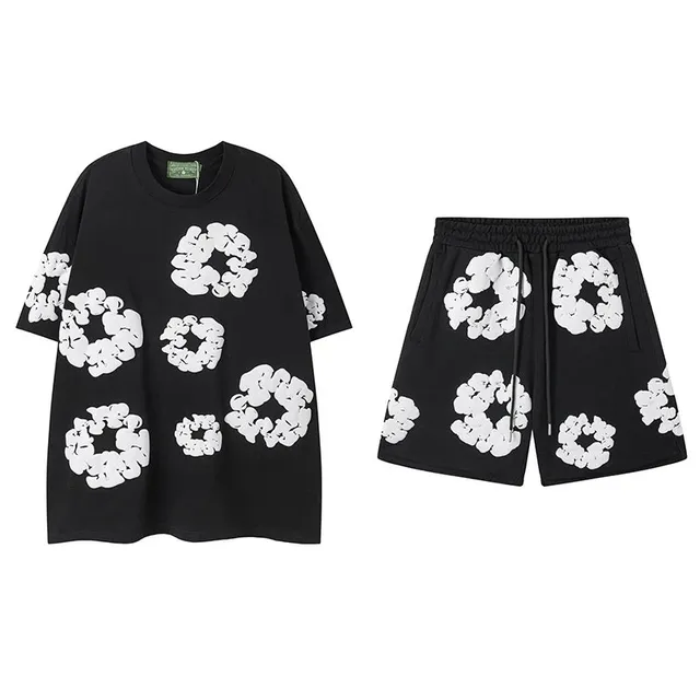 Printed T-Shirt and Shorts Set Cloud Print