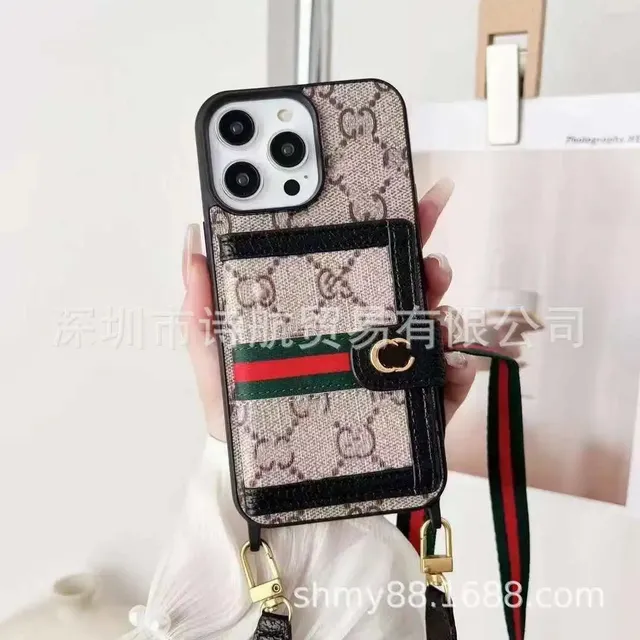 Gucci Phone Case with Cardholder Strap GG Supreme with Web Stripe