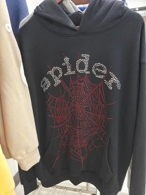 Sp5der Hoodie Spider Web Rhinestone