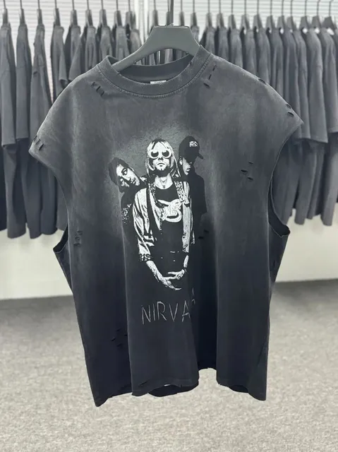 Nirvana Graphic Tee Distressed Band Print