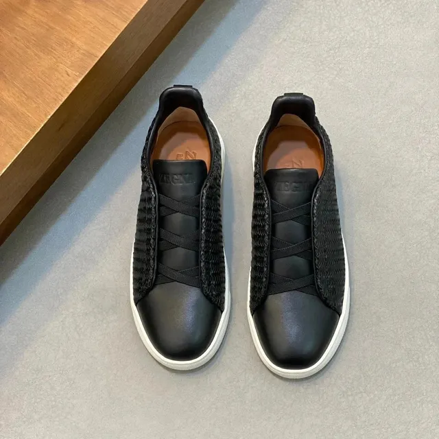 Zegna Knit Low Sneaker Woven Panel