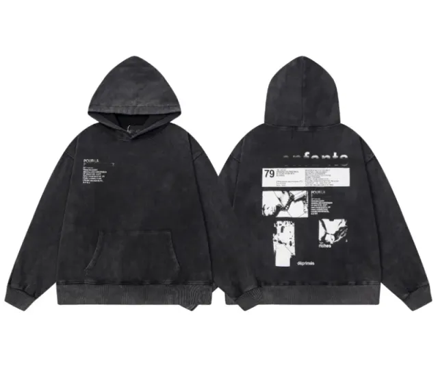 Hooded Sweatshirt Acid Wash Graphic