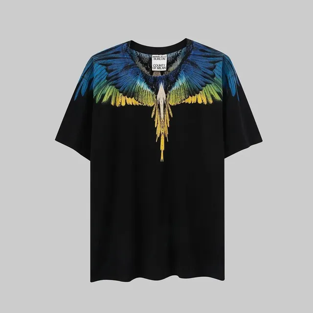 Marcelo Burlon Wings T-Shirt Blue Yellow Wings Print